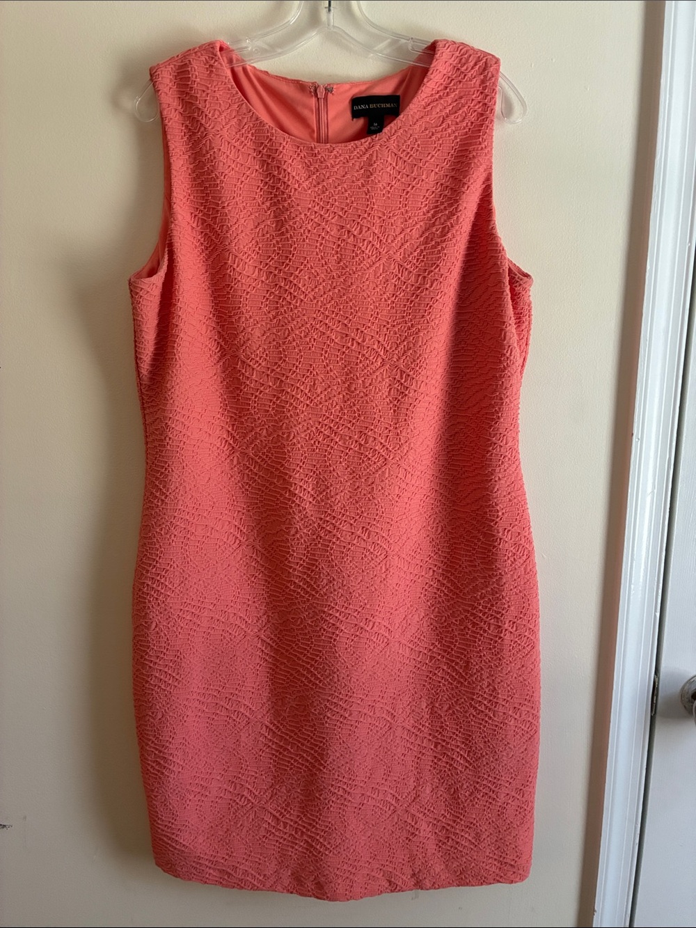 Dana Buchman Coral Textured Sleeveless Shift Dress